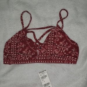 Red Bandana Print Bralette - Size S NWT